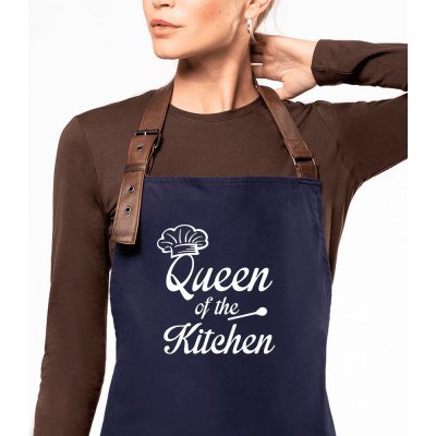Kariban Zástěra pro ženy Exclusive Qeen of the Kitchen Tmavě modrá – Hledejceny.cz