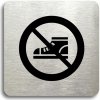 Piktogram Accept Piktogram "zákaz vstupu v obuvi" (80 × 80 mm) (stříbrná tabulka - černý tisk bez rámečku)