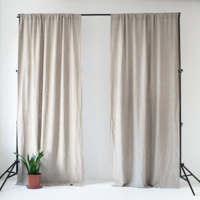 Linen Tales Béžový lněný závěs s tunýlkem Linen Tales Night Time, 275 x 140 cm – Hledejceny.cz