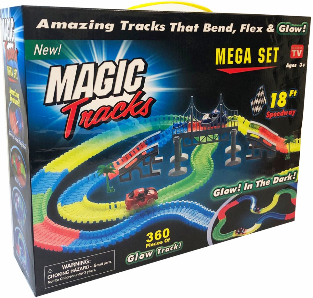 Magic Tracks Svítící autodráha Mega BOX 360 ks 2 autíčka | Srovnanicen.cz