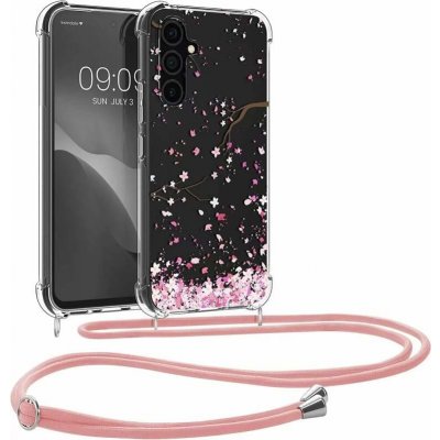 Pouzdro KWmobile Pevné silikonové Crossbody Samsung Galaxy A54 5G s popruhem přes rameno - Cherry blossoms – Zbozi.Blesk.cz