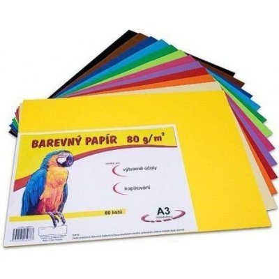 Barevný papír A3 80 g 60 ks 12 barev – Sleviste.cz