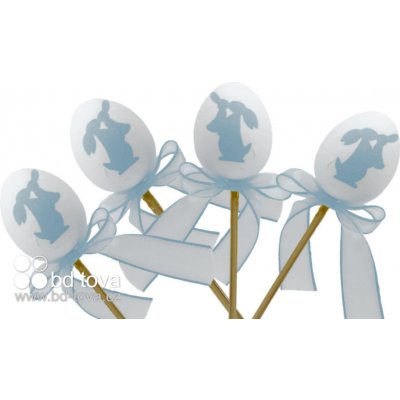 BD-TOVA Bílé vajíčko s modrým zajíčkem zápich 4 ks – Zboží Dáma