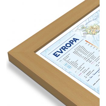 Excart Maps Evropa - nástěnná obecně zeměpisná mapa (ČESKY) 140 x 98 cm Varianta: mapa v dřevěném rámu, Provedení: Pegi jádro ořechu