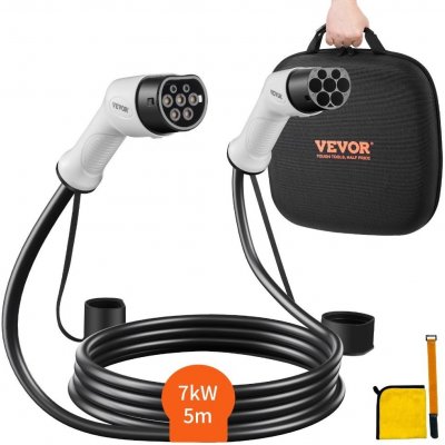 Vevor Nabíjecí EV kabel pro elektromobily typ 2, 32A 5 m 7kW TPU, jednofázový AC 230V/50 Hz IP66 – Hledejceny.cz