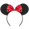 Karnevalový kostým Čelenka Mickey Mouse s černýma ušima a červenou mašlí