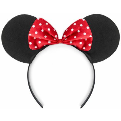 Čelenka Mickey Mouse s černýma ušima a červenou mašlí