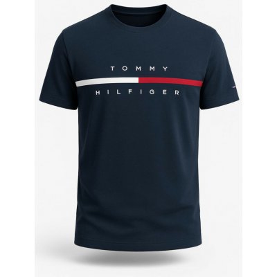 Tommy Hilfiger pánské tričko s krátkým rukávem Core Logo Tmavé – Sleviste.cz