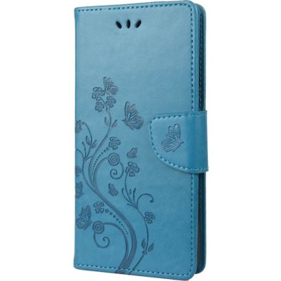 Pouzdro Embossing Pattern Motyl a květ Xiaomi Redmi Note 12 Pro modré