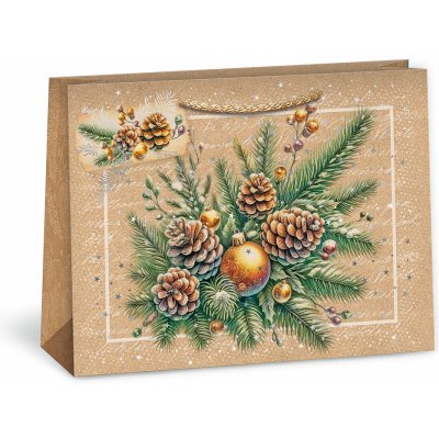 ARGUS Dárková papírová taška (24.3 x 18.3 cm) - Větvička se zlatou koulí 08440104 – Hledejceny.cz