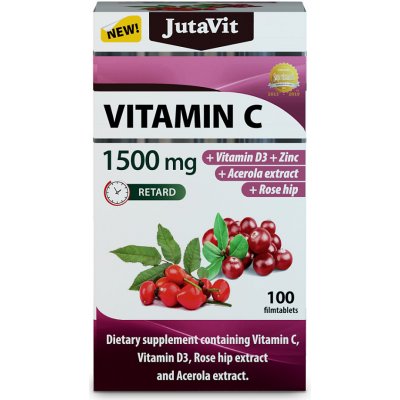 JutaVit Vitamin C 1000 mg se šipkami a acerolou tablet extra 100 ks – Zboží Mobilmania