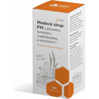Medový sirup PM s jitrocelem tymiánem mateřídouškou a vitaminem C 200 g – Hledejceny.cz
