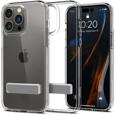 Pouzdro Bytelné silikonové SPIGEN ULTRA HYBRID "S" na mobil Apple iPhone 14 Pro Čiré se stojánkem – Zboží Mobilmania