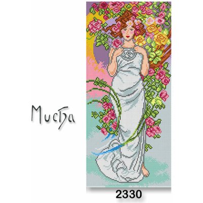 VTC Vyšívací předloha 70251/2330 mucha Růže růžovo-modrá 24x51cm – Zbozi.Blesk.cz