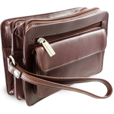 Kožená dvouzipová etue 611-1080-40 Hnědá – Hledejceny.cz