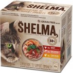 Shelma Cat kuřecí hovězí losos treska 12 x 85 g – Sleviste.cz