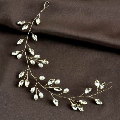 Naishide Jewelry Ozdoba do vlasů s barevnými krystaly a bílými perlami Druh barvy: Zlatá – Zboží Dáma