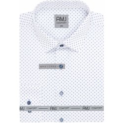 AMJ pánská košile z lyocellu dlouhý rukáv slim fit vzorovaná bílá VDSE1345