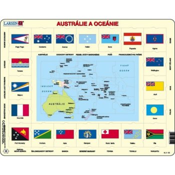 Larsen Austrálie a Oceánie mapa a vlajky 70 dílků