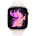 Apple Watch Series 11 (42mm) Růžově zlatý hliník se světle ruměným sportovním řemínkem S/M MEU04MP/A – Zboží Živě