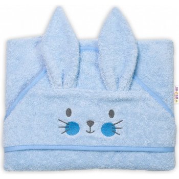 Baby Nellys Froté osuška s kapucí 80 x 80 cm Bunny modrá