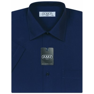 AMJ Comfort fit pánská košile s krátkým rukávem JK87 tmavě modrá