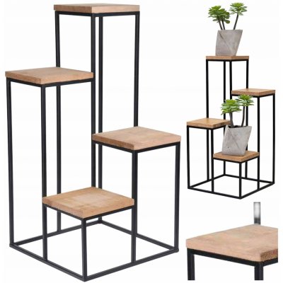 DekorStyle Stojan na květiny ALFA 34 cm černý/hnědý – Zboží Dáma