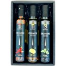 Gourmet Partners Triáda olivových olejů s příchutí bazalka citron chilli 3 x 0,25 l.