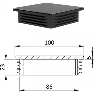 Kovoinox Krytka plastová 100 x 100 mm, černá – Sleviste.cz