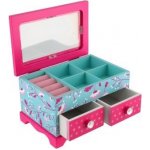 Teddies Skříňka šperkovnice Princess 2 zásuvky odklápěcí vrch dřevo 18x12,5x12cm v krabici – Sleviste.cz