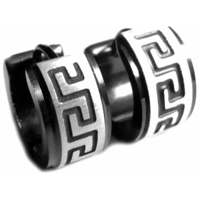 Steel Jewelry náušnice kroužky s řeckým vzorem z chirurgické oceli NS090402 – Zbozi.Blesk.cz