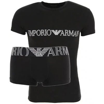 Emporio Armani pánský set triko trenýrky 111604 1A516 00020 černá černá – Zboží Mobilmania