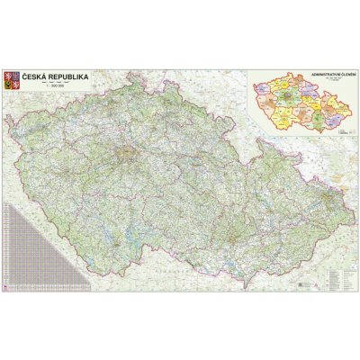 ZES ČR - nástěnná silniční mapa 165 x 105 cm Varianta: bez rámu v tubusu, Provedení: laminovaná mapa v lištách – Zbozi.Blesk.cz