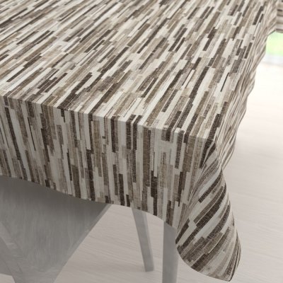 Biante Velký dekorační obdélníkový ubrus Leona LN-176 Hnědo-béžové proužky 180x240 cm – Sleviste.cz