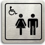 ACCEPT Piktogram WC ženy, muži, invalidé - stříbrná tabulka - černý tisk – Zboží Mobilmania