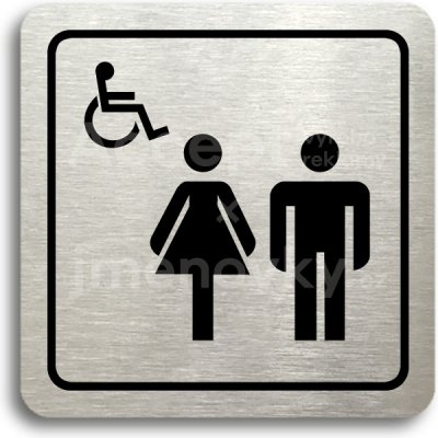 ACCEPT Piktogram WC ženy, muži, invalidé - stříbrná tabulka - černý tisk – Zboží Mobilmania
