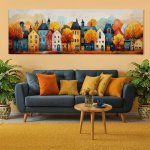 Obraz na plátně - Barevné městečko Preston FeelHappy.cz Velikost obrazu (šířka x výška): 120 x 40 cm – Zboží Mobilmania