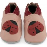 Carozoo Kožené capáčky s koženou podrážkou beruška Růžová – Zboží Dáma