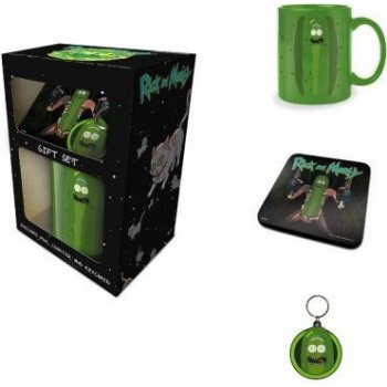 CurePink Dárkový set Rick And Morty: Pickle Rick hrnek přívěsek tácek hrnku GP85196 315 ml