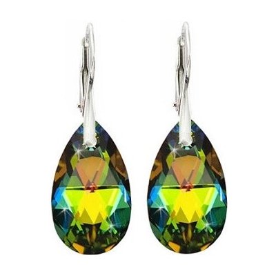 Swarovski Elements Pear krystal stříbrné visací zelené slzičky kapky 51056.3 Vitrail Medium zeleno-růžová duhová – Zbozi.Blesk.cz