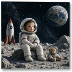Plakát – Malý astronaut s plyšovým kamarádem 100 × 100 cm Bez rámu Ne Bez rámu – Hledejceny.cz