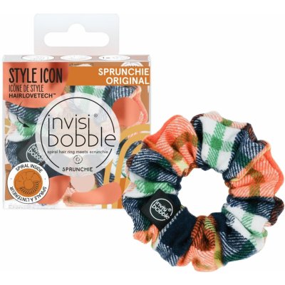 Ozdobná spirálová gumička Invisibobble Sprunchie Fall in Love Channel the Flannel - flanelový vzor – Zboží Dáma
