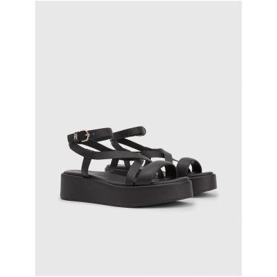 Černé dámské kožené sandály na platformě Tommy Hilfiger – Zboží Mobilmania