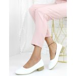 Cathay moda Bílé lodičky na nízkém podpatku 3842 3WH – Zboží Dáma