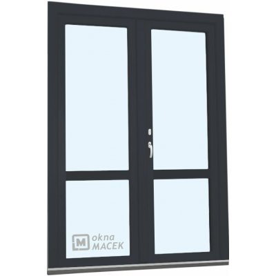 Kömmerling balkonové dveře 70 AD s příčkou O+OS klapačka levé antracit/bílá 150 x 240 cm oboustranná klika + FAB + hliník – Hledejceny.cz