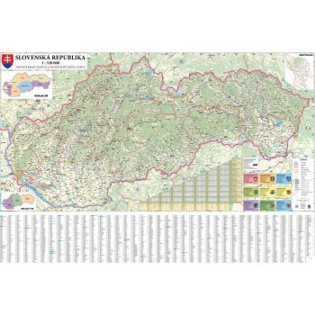 Excart Maps Slovensko - nástěnná automapa 135 x 90 cm Varianta: bez rámu v tubusu, Provedení: laminovaná mapa v lištách