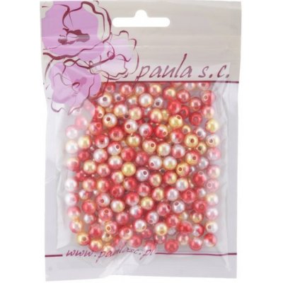 Kulaté korálky 50g perleť.,červ.zlat.bílé 8mm – Zboží Mobilmania