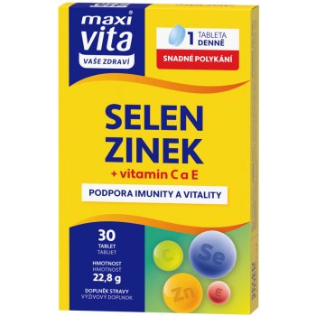 MaxiVita Selen + zinek + vitamin C a E 30 tablet