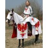 Karnevalový kostým Středověká čabraka rytířský varkoč a korouhev Rudý orel na bílém poli