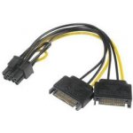 AKASA Adaptér napájecí na 6+2pin PCIe (2xSATA male power to a 6+2pin PCIe female connector) – Zboží Živě